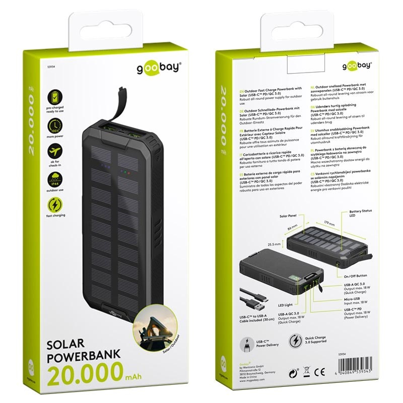 Solar Emergency Power Bank – 20000mAh Fast Charge-0